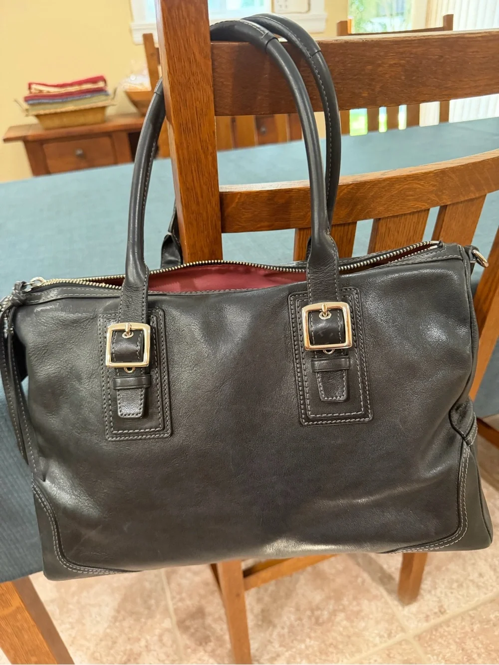 Women’s Vintage Coach Hampton Satchel with Gold Buckle Accents